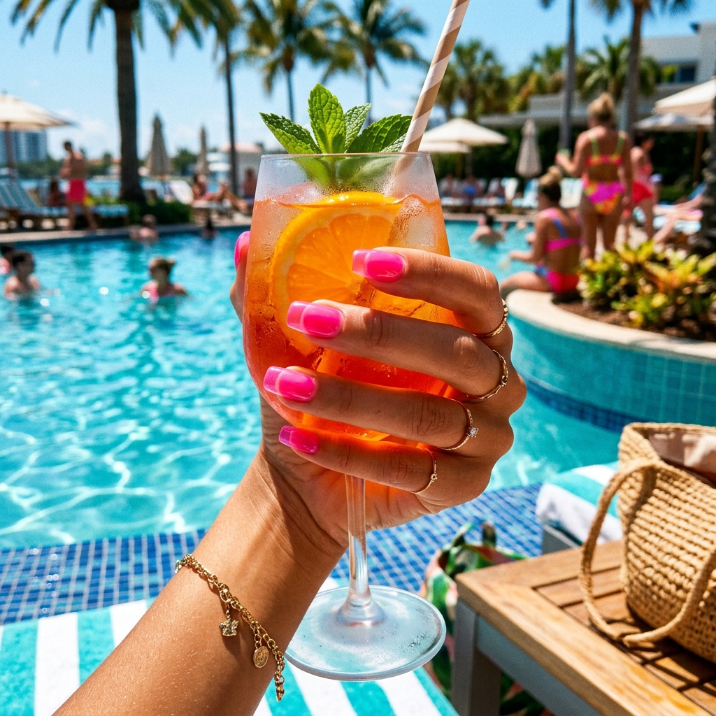 Bright jelly neon pink spring nails 2026.