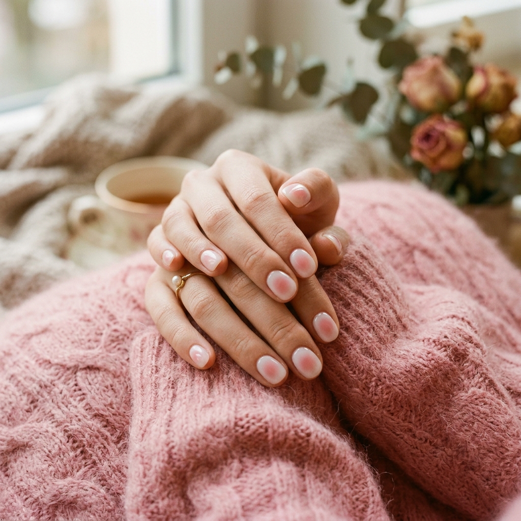 Finding a salon by searching nails near me to get this soft blush core manicure.