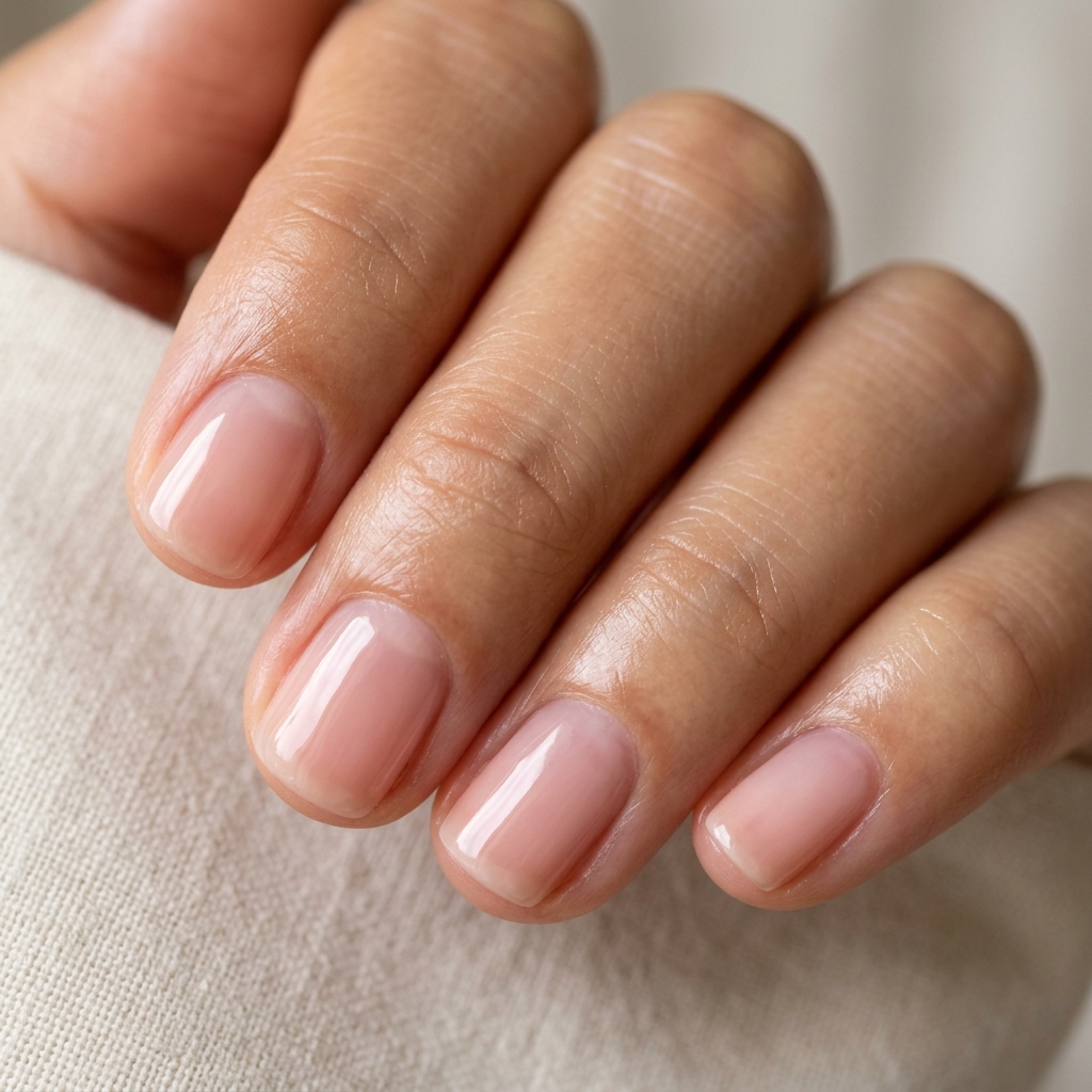 Healthy bare builder gel manicure you should ask for at nails near me.