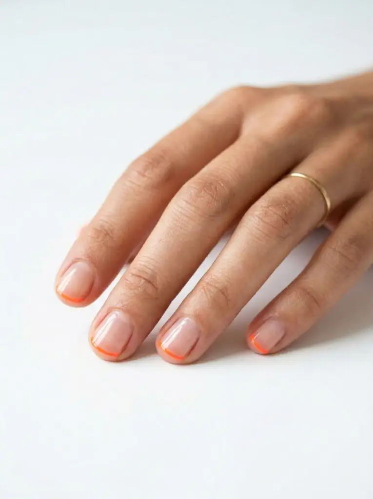 Micro-french manicure on short natural nails.