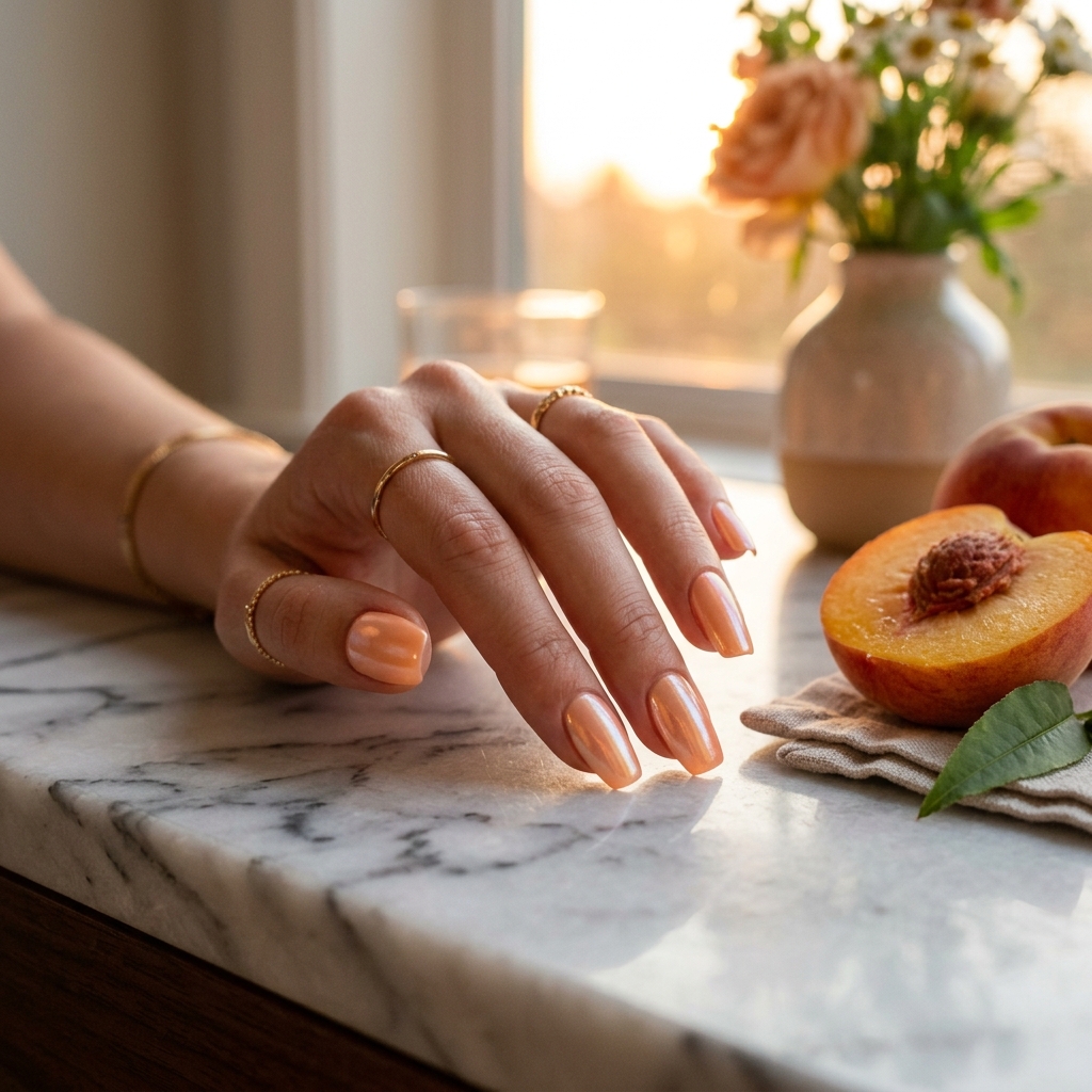 Peach glazed donut spring nails 2026.
