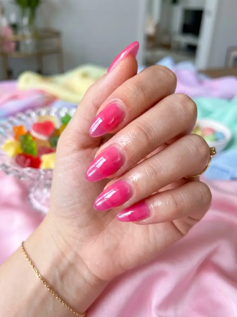 Translucent jelly nail trend for healthy natural nails.