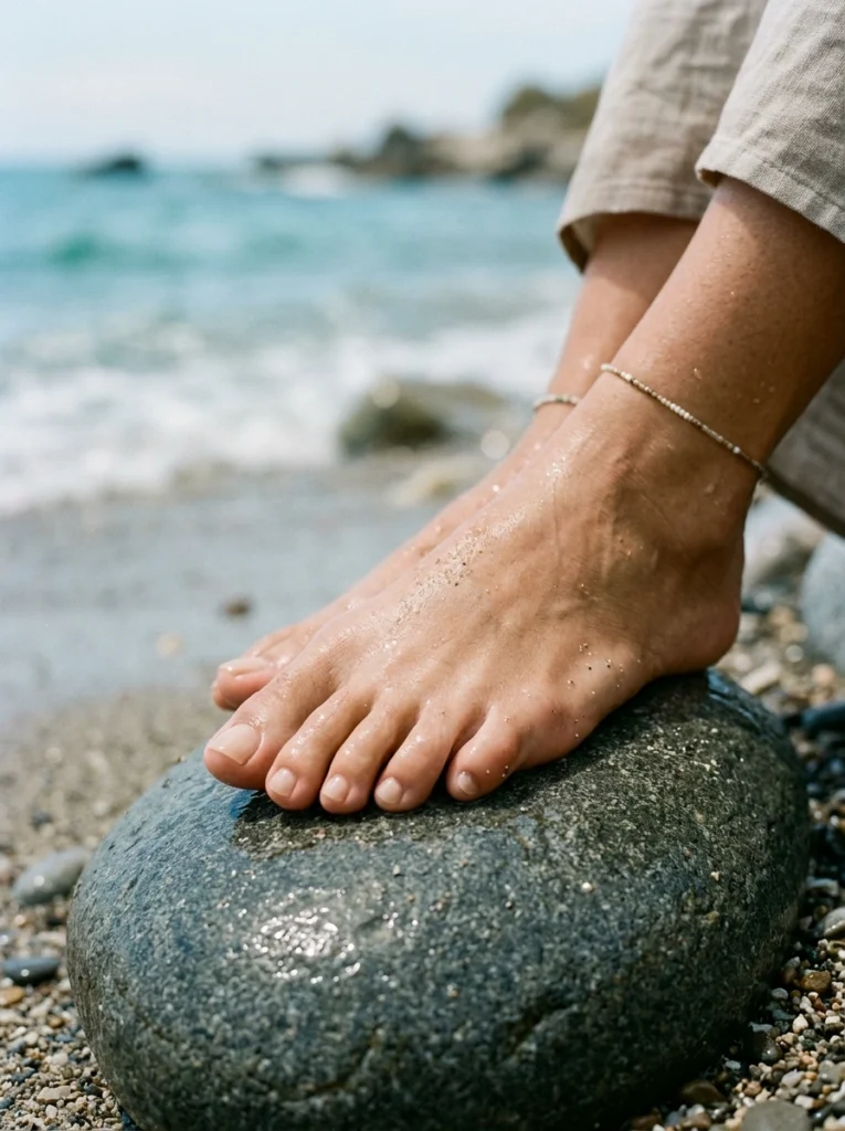 Dirty martini green trendy toe nail shades with gold sandals.