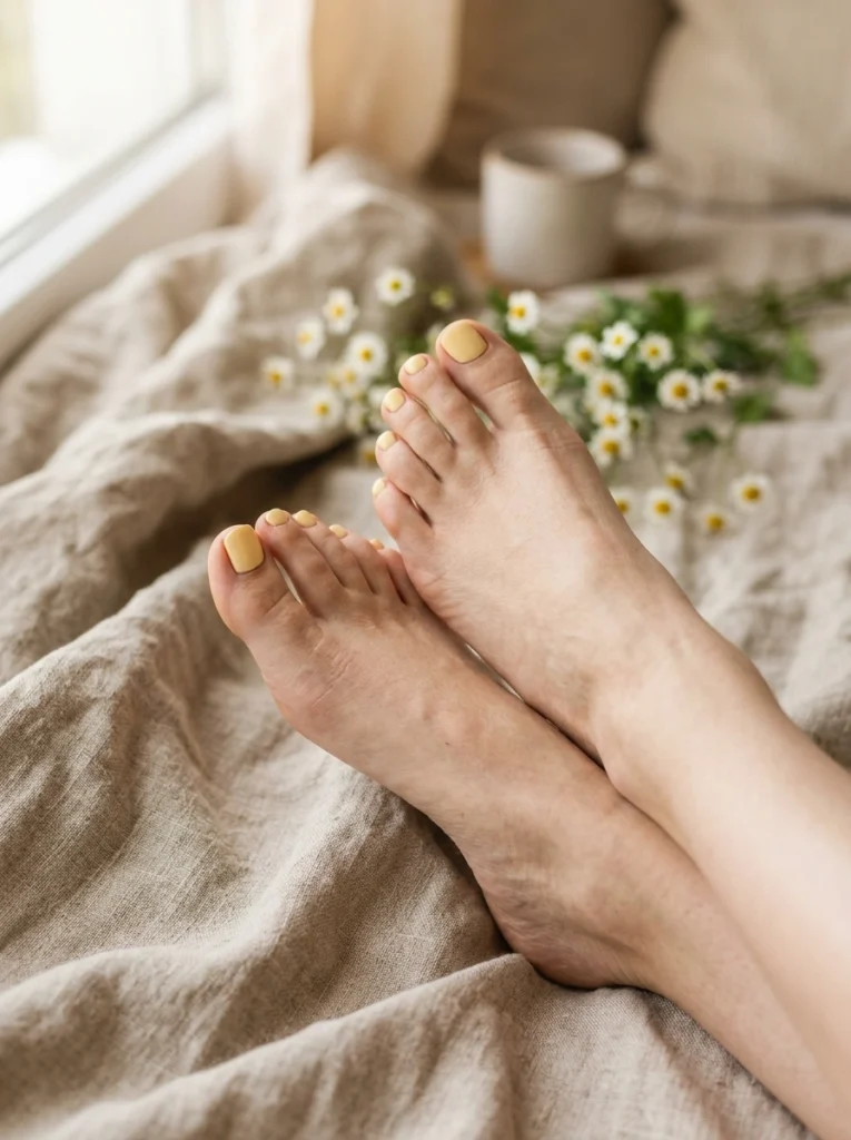 soft butter yellow summer pedicure colors 2026.